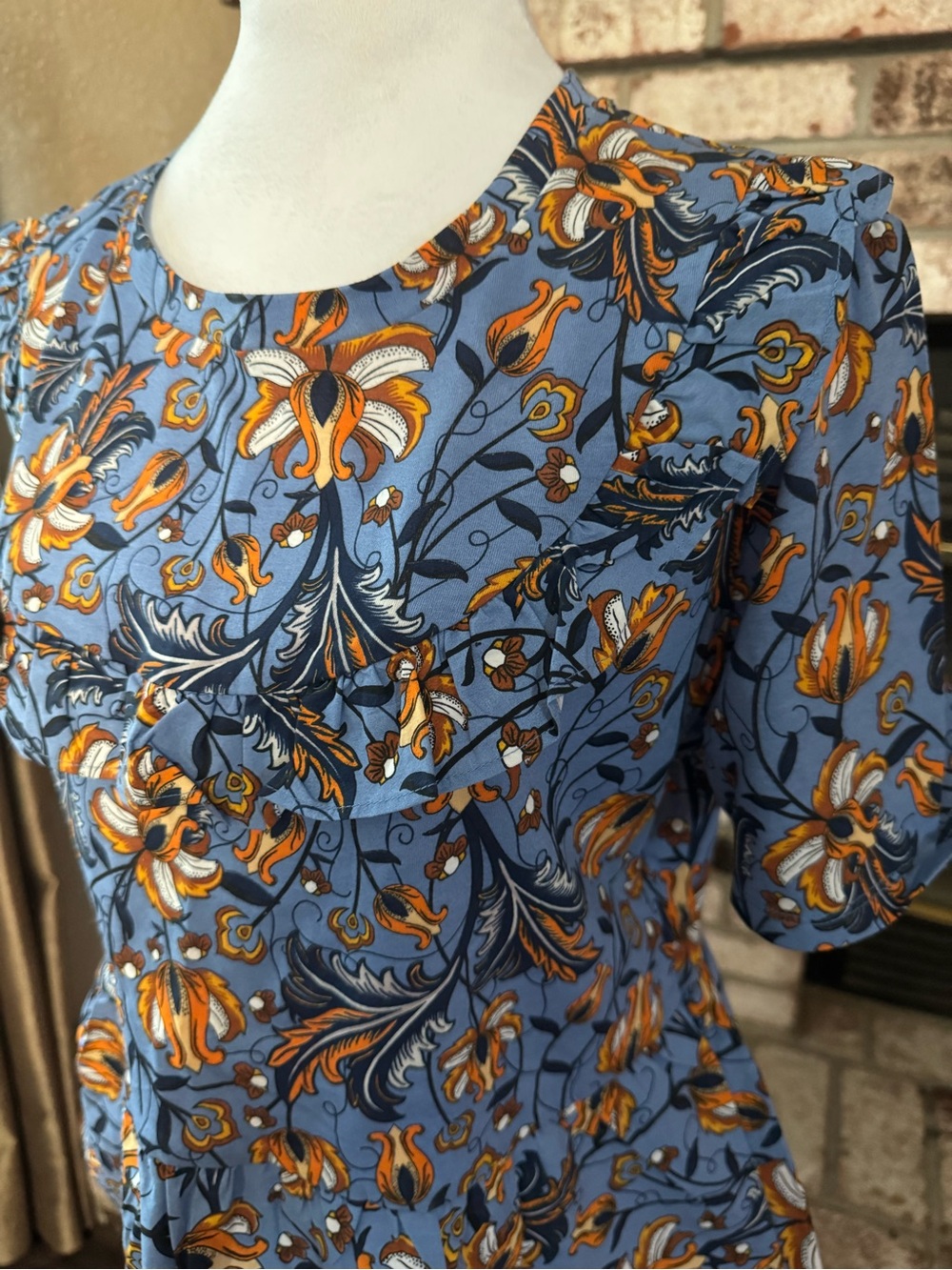 Zara Blue Floral Peplum Top - Picture 3 of 5